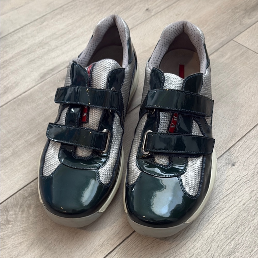 Prada Blue and Gray Velcro Sneakers